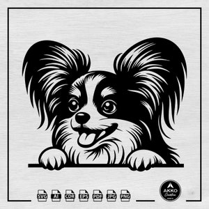 Papillon Peeking Dog Svg Png, Papillon Smiling Dog Svg, Papillon Dog Mom Svg, Dog Shirt, Dog Lover, Svg Cut File for Cricut and Silhouette