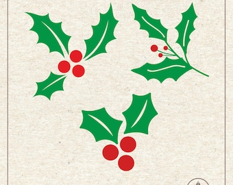 Christmas Holly Berry Svg Png, Christmas Flowers, Clipart, Cut File Cricut Silhouette
