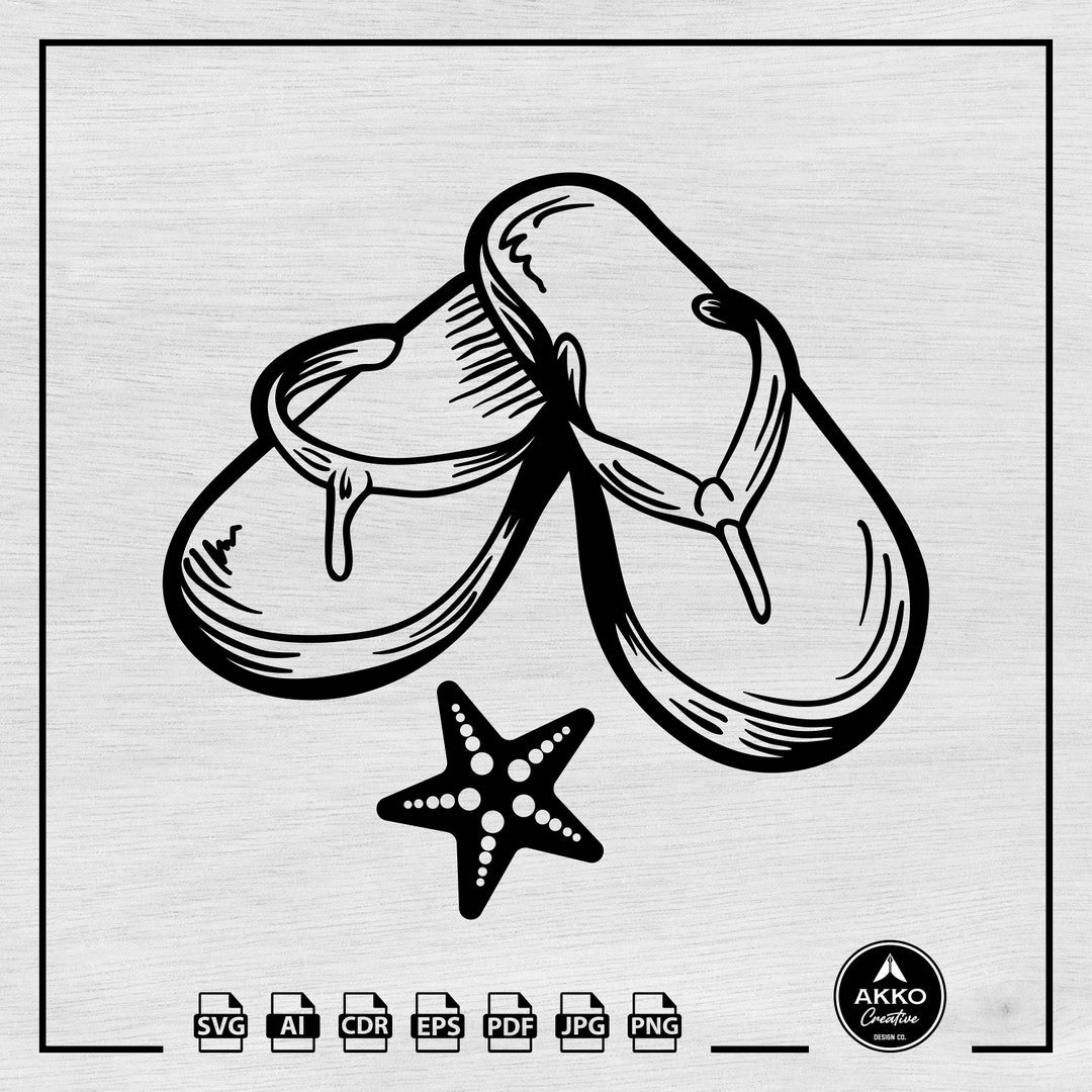 Flip Flops Svg Png, Starfish Svg, Slippers Svg, Sandals Svg, Summer Svg ...