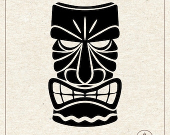 Hawaiian Tiki Svg Png, Polynesian Mask Clipart, Cricut Silhouette Plotter Cut File