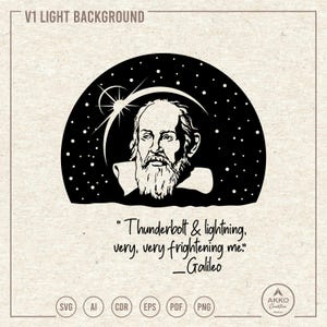 Galileo Galilei Svg Png, Clipart scientifique, fichier de coupe Cricut Silhouette traceur