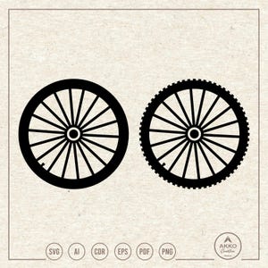 Roue de vélo Svg Png, Clipart de pneu de vélo, fichier de coupe Cricut Silhouette traceur