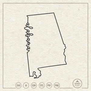 Alabama Svg Png, Alabama Map Svg, Alabama State Svg, Alabama Shirt Svg, Alabama Hand Lettering, Clipart, Svg Cut File for Cricut Silhouette