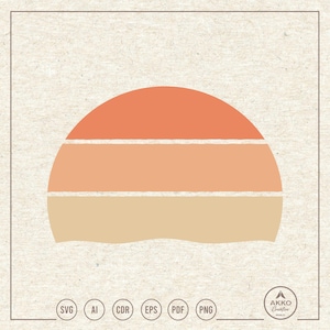 Retro Sunset Background Svg Png, Sunrise Clipart, Cricut Silhouette Plotter Cut File