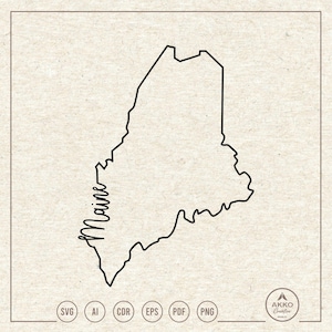 Maine Svg Png, Maine State Svg, Maine Map Svg, Maine Shirt Svg, Maine Hand Lettering Svg, Clipart, Svg Cut File for Cricut and Silhouette