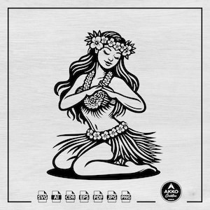 Hula Girl Svg Png, Hawaiian Girl Svg, Polynesian Dancer Svg, Hula Dancer Girl Svg, Luau Svg, Aloha Svg, Svg Cut File Cricut and Silhouette