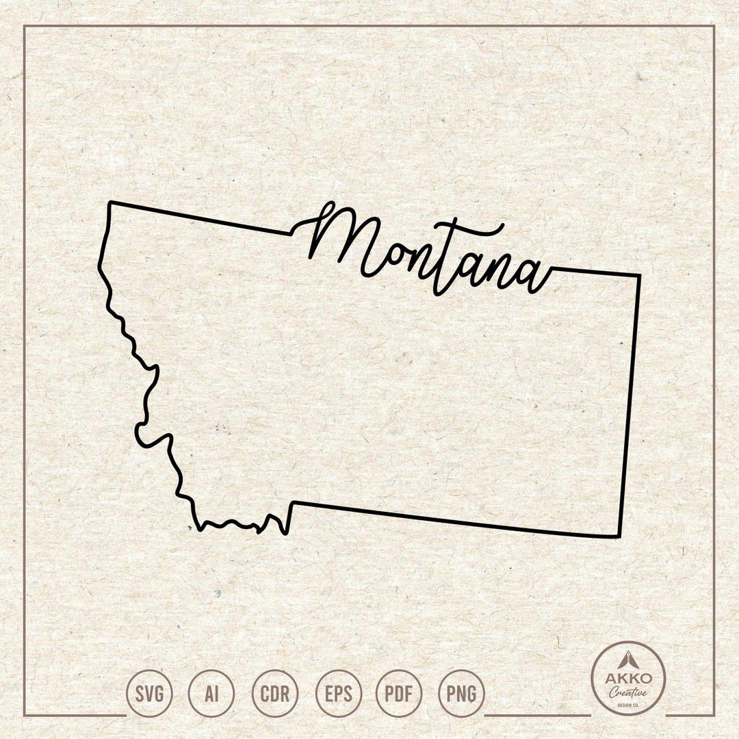 Montana State Outline Map Svg Png, Clipart, Cricut Silhouette Plotter ...