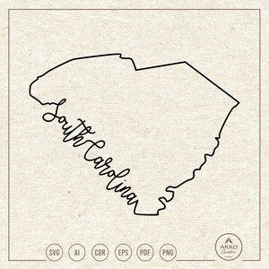 South Carolina State Outline Map Svg Png, Clipart, Cricut Silhouette Plotter Cut File
