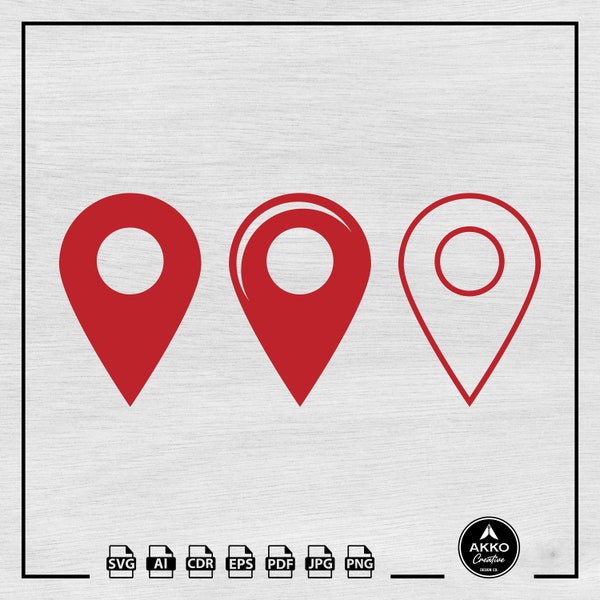 Location Pin Svg Png, Location Point Svg Png, Location Icon Svg Png, Point Marker for Map, Geographical, Svg Cut File Cricut and Silhouette