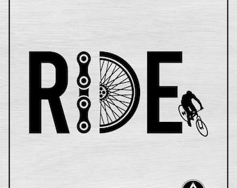 Ride Svg Png, Bike Svg, Bicycle Ride Svg, Cycle Svg, Mountain Bike Svg, MTB Svg, Bicycle Typography, Clipart, Svg Cut File Cricut Silhouette
