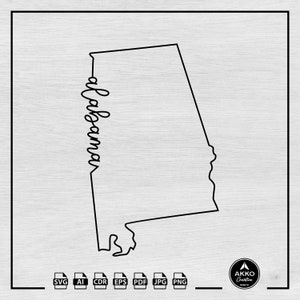 Alabama Svg Png, contour Alabama carte Svg Png, Alabama State Svg Png, Alabama main lettrage Svg Png, fichier coupe Svg pour Cricut et Silhouette