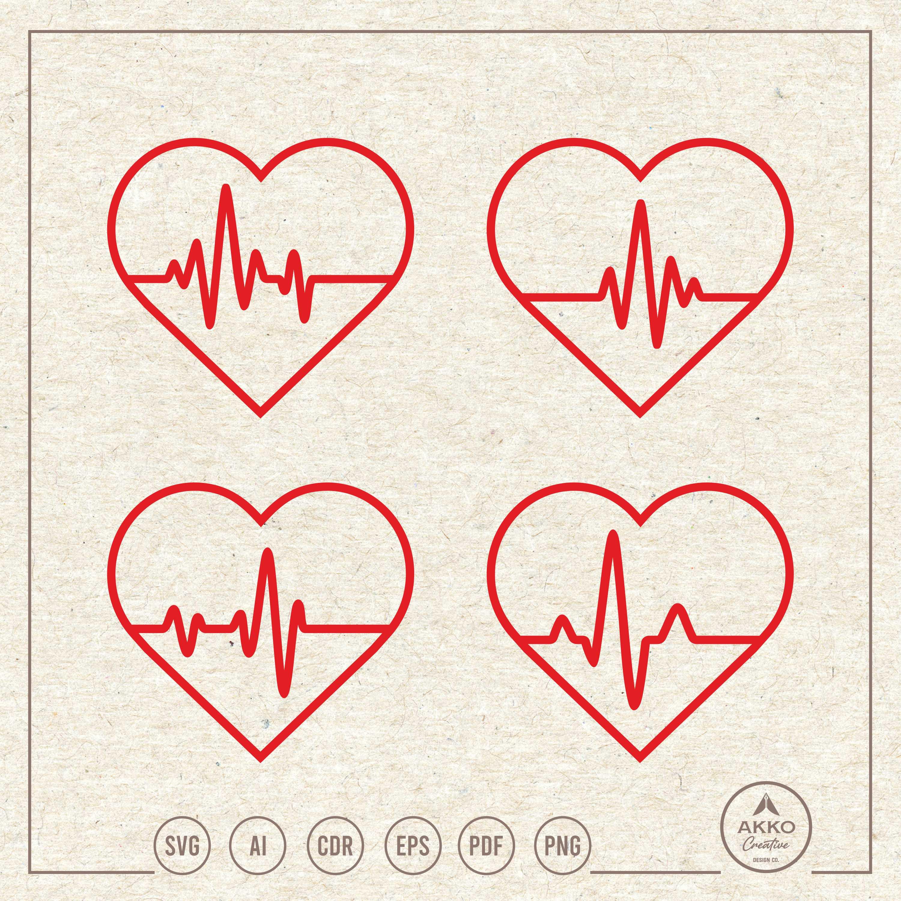 Heartbeat Svg Png, Outline Heart, Clipart, Cricut Silhouette Cut File