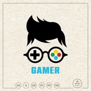 Gamer Svg Png, Camiseta de juego, Clipart, Archivo de corte para plotter de silueta Cricut