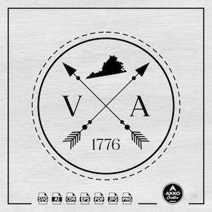 Virginie Svg Png, Virginie carte Svg, Virginia State Svg, Virginie créé l'année 1776 Svg, des cliparts, des fichiers Svg pour Cricut et Silhouette