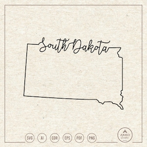 South Dakota Svg Png, South Dakota State Svg, South Dakota Map Svg, South Dakota Hand Lettering, Clipart, Svg Cut File Cricut Silhouette