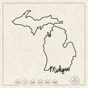 Michigan State Outline Map Svg Png, Clipart, Cricut Silhouette Plotter Cut File