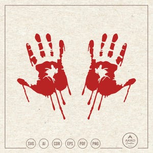 Huella de mano ensangrentada SVG PNG, clipart, archivo de corte para plotter Cricut Silhouette