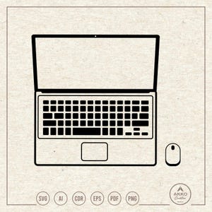Laptop Svg Png, Computadora Svg, Mouse Svg, Icono de Laptop Clipart, Tecnología Svg, Archivo de Corte Svg para Cricut y Silhouette