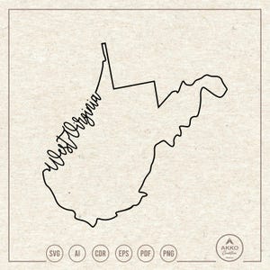 West Virginia Svg Png, West Virginia State Svg, West Virginia Map Svg, West Virginia Hand Lettering, Clipart, Svg Cut File Cricut Silhouette