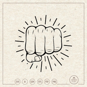Fist Punch Svg Png, Punching Clipart, Cricut Silhouette Plotter Cut File