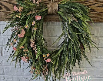 Floral Cascading Coral Wreath Spring wreath Greenery farmhouse decor spring door front door wreath double doors