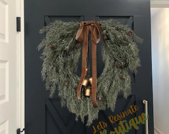 Cascading Snowy Pine Winter Wreath, Winter wreath, Pinecone wreath