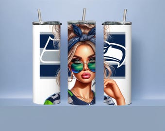 Seahawks Tumbler | 20 oz Stainless Steel, Reusable Straw
