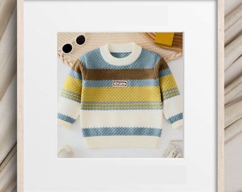 Strickpullover Strickjacke für einen Jungen 3-5 Jahre Gestreifter Pullover mit einem Muster gestrickte Kleidung für Kinder Kindergeschenk für ein Kind