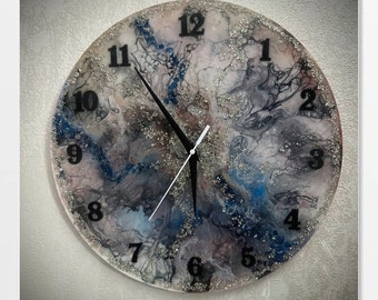 Handmade Abstract Epoxy Resin Wall Clock Art Modern Home Decor