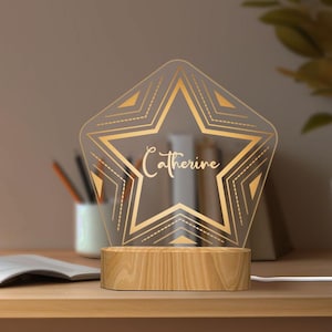 Custom Name Star Night Light, Personalized Nightlight Gifts for Kids, Baby Bedroom Decor, Newborn Gift, Mom Gifts, Nursery Night Lamp