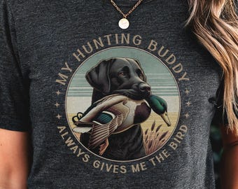 Funny Duck Hunting Dog Shirt, Black Lab Bird Dog Hunting T-shirt, Labrador Retriever Gift for Mallard Duck Hunter, Duck Season Gift for Him