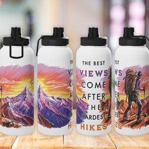 Hiking Water Bottle, 12, 18, 32 oz Stainless Steel Water Bottle Trail Hiker Gift, Outdoor Lover Gift Tumbler, Adventure Gifts for Him or Her