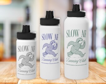 Custom Runner Water Bottle, Slow AF Running Club Steel Sports Bottle, Funny Runner Gift, Running Sloth Tumbler, Fitness Lover Water Bottle
