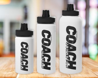 Personalized Baseball Coach Water Bottle, Custom Name Coaching Tumbler for High School Baseball Coach Gift, Stainless Steel Water Bottle