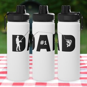 Dad Fishing Water Bottle, Stainless Steel Water Bottle Father&#39;s Day Gift , Fishing Dad Gifts, Outdoor Lover Gift Tumbler for Fisherman