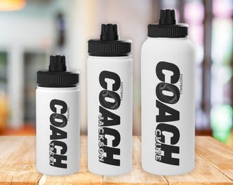 Personalized Football Coach Water Bottle, Custom Name Coaching Tumbler for High School Football Coach Gift, Stainless Steel Water Bottle