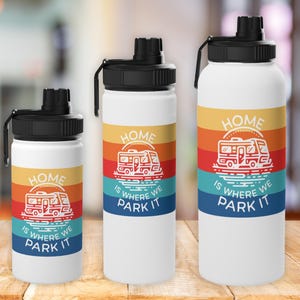 RV Camping Water Bottle, 12, 18, 32 oz Stainless Steel Water Bottle, Insulated Sports Bottle Outdoor Lover Gift, RV Road Trip Tumbler Gift