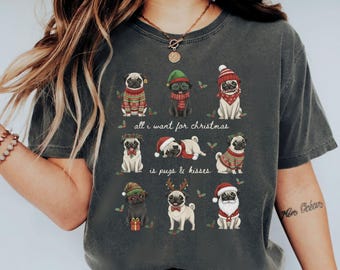 Christmas Pug Shirt, Holiday Pug Shirt, Pug Mom Shirt, Pug Owner Gift, Dog Lover Tee, Xmas Dog Shirt
