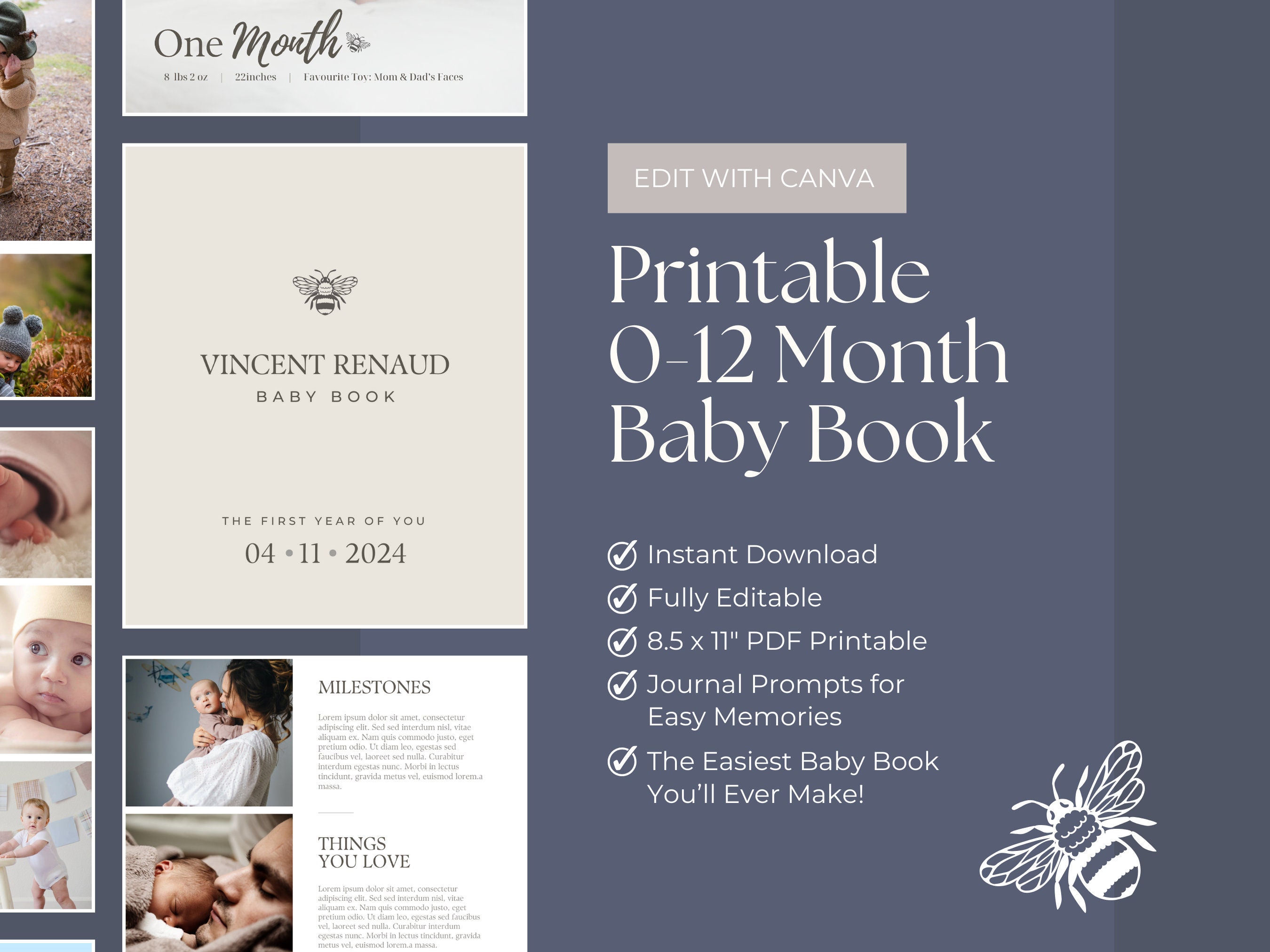 Baby Album Template for Photographers Baby Photo Book Template Printable  Album Template for Photoshop Newborn Baby Album 