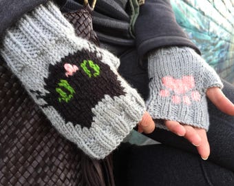 Cat Glove Pattern, Fingerless Gloves PDF, Cat Lover Gift
