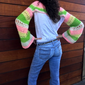 Crochet Pattern Shrug, DIY Mohair Sleeves, Crochet Sweater Pattern