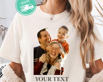 Comfort Colors Custom Family Photo Shirt, Personalized Picture Tee, Custom Text Tshirt