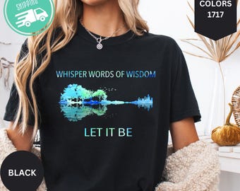 Camiseta Comfort Colors Let It Be, camiseta musical Guitar Tree, camiseta de regalo musical inspiradora