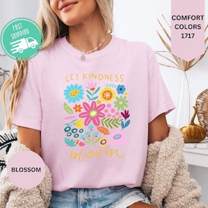 Comfort Colors® Let Kindness Bloom Shirt, Be Cool Be Kind Retro Flower Shirt, Inspiration Women Tee, Aesthetic Floral Kindness T-shirt
