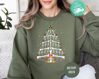 Radiology Christmas Sweatshirt, Skeleton Christmas Tree Shirt, Xray Tech Sweatshirt, Radiologist Gift, RAD Tech Gift, Skeleton Christmas Tee