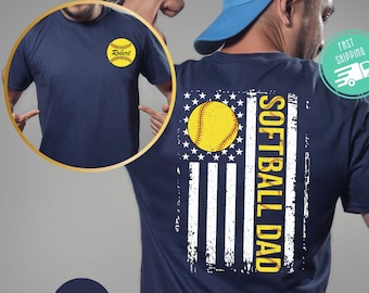 Custom Softball Dad Shirt, Two Sided Father's Day Tee