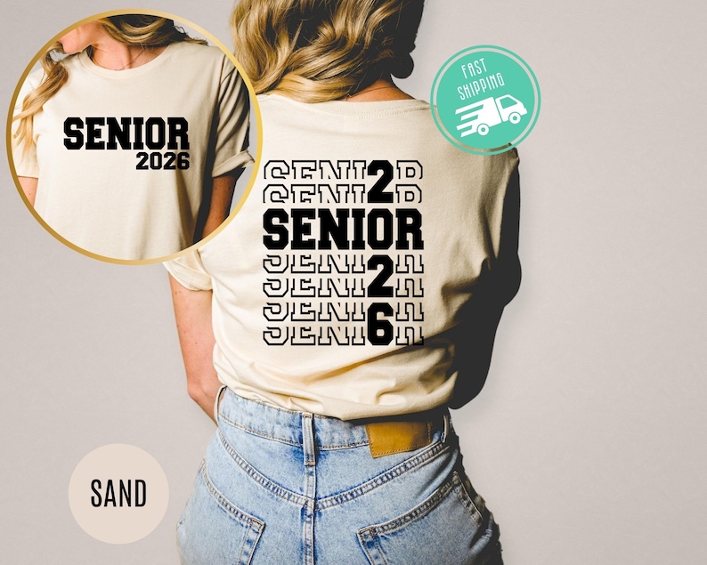 Senior 2026 Graduation Shirt, Two Sided, School Gift image 5