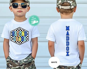 Custom Boys Second Grade Shirt, Retro Back to School Shirt, Personalized Kids Name Tee
