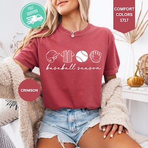 Comfort Colors® Baseball Season T-shirt, Game day Baseball Shirt Gift, Women&#39;s, College Baseball Tee, Gift for Mom, Gift for Father&#39;s Day