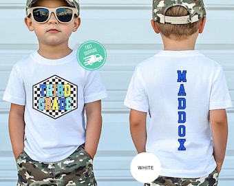 Custom Retro Third Grade Shirt, Boys Back to School Shirt, Personalized Kids Name Tee